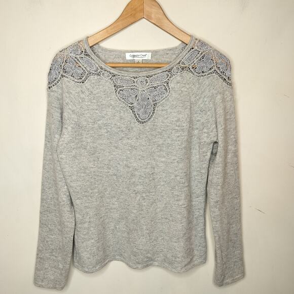 Coldwater Creek Lambswool Angora Sweater Crochet Trim - Picture 3 of 10